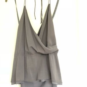 Theory Blue-Gray Silk Halter Top